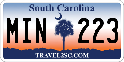 SC license plate MIN223