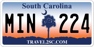 SC license plate MIN224