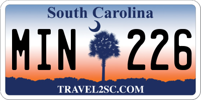 SC license plate MIN226