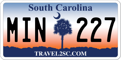 SC license plate MIN227