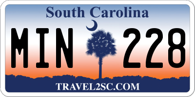 SC license plate MIN228
