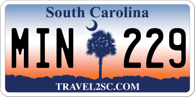 SC license plate MIN229