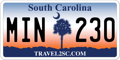 SC license plate MIN230