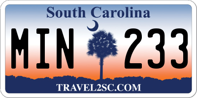 SC license plate MIN233