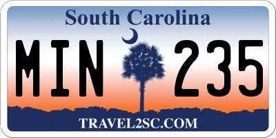 SC license plate MIN235