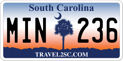SC license plate MIN236