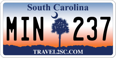 SC license plate MIN237
