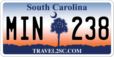 SC license plate MIN238