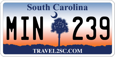 SC license plate MIN239