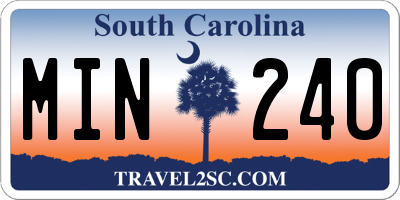 SC license plate MIN240