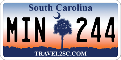 SC license plate MIN244