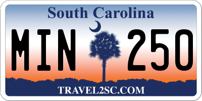 SC license plate MIN250