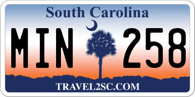 SC license plate MIN258