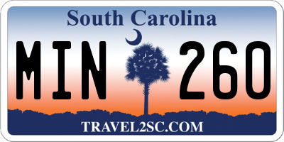 SC license plate MIN260