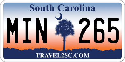 SC license plate MIN265