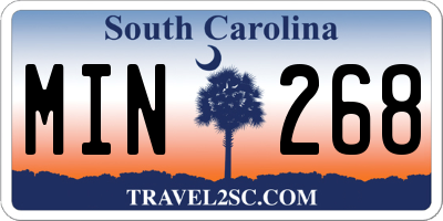 SC license plate MIN268