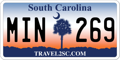 SC license plate MIN269