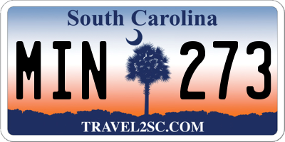SC license plate MIN273