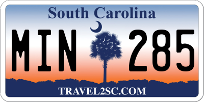 SC license plate MIN285