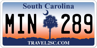 SC license plate MIN289