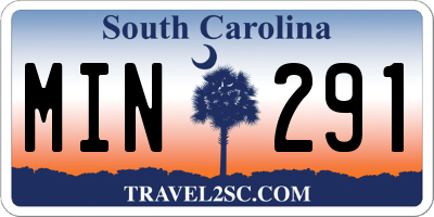 SC license plate MIN291
