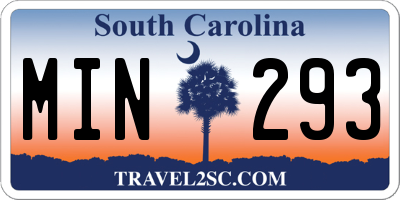 SC license plate MIN293