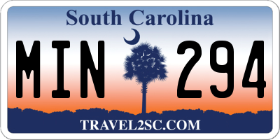 SC license plate MIN294