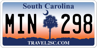 SC license plate MIN298