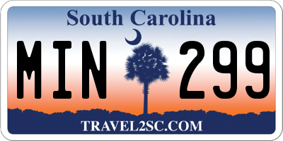 SC license plate MIN299