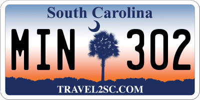 SC license plate MIN302