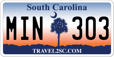 SC license plate MIN303