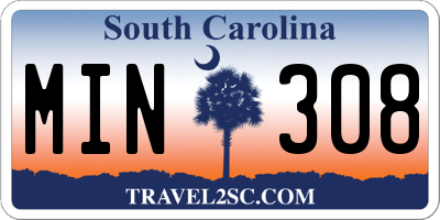 SC license plate MIN308