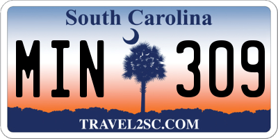 SC license plate MIN309