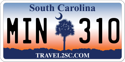 SC license plate MIN310