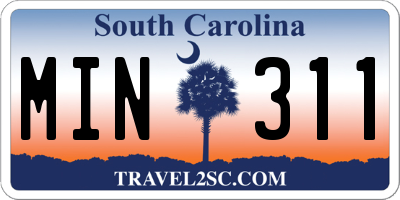 SC license plate MIN311