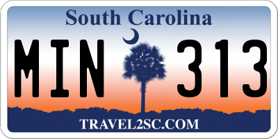 SC license plate MIN313