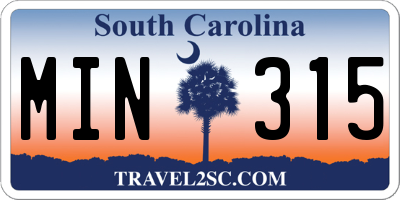 SC license plate MIN315