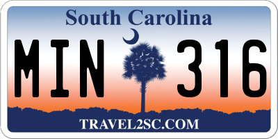 SC license plate MIN316