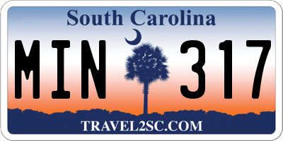 SC license plate MIN317