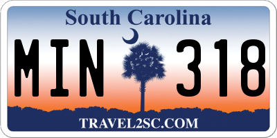 SC license plate MIN318