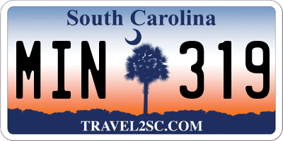 SC license plate MIN319