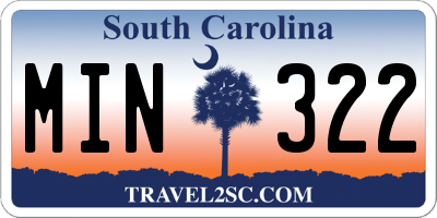 SC license plate MIN322