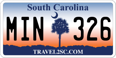 SC license plate MIN326