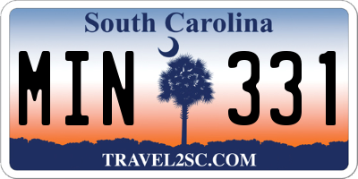 SC license plate MIN331