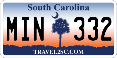 SC license plate MIN332