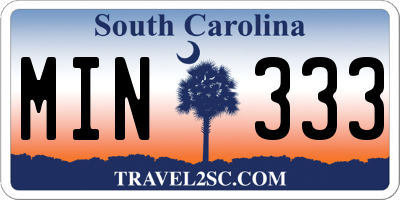 SC license plate MIN333