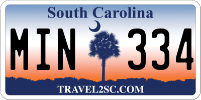 SC license plate MIN334