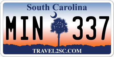 SC license plate MIN337