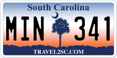SC license plate MIN341