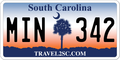 SC license plate MIN342